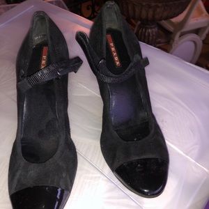 Black velvet Prada heels